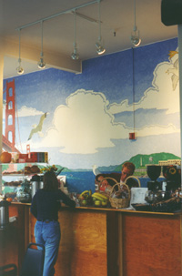 Cafe Franco counter stocked with delicious pastries and rich coffees